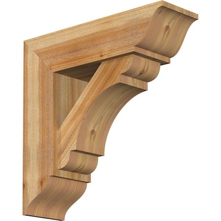 Ekena Millwork Olympic Traditional Rough Sawn Bracket w/ Offset Brace, Western Red Cedar, 8"W x 26"D x 26"H BKT0806X26X26OLY01RWR